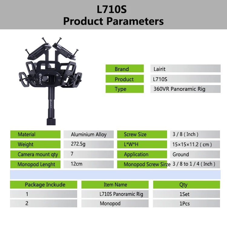L710s 360 панорамный RIG для 7 GoPro Hero 3/3 +/4 Камера S креплением DIY FPV системы (без halmet)|for gopro
