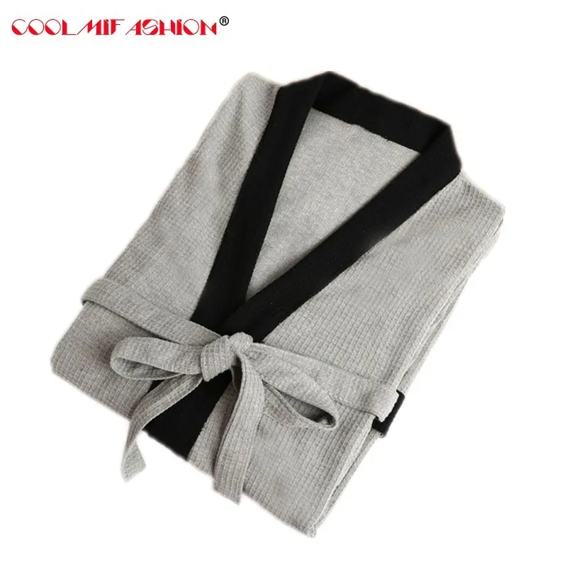 Fashion Men Cotton Robes For Mens Bathrobes Male Pijamas Masculinos Waffle Robe Gown Comfortable Bathrobe Homewear Dressing | Мужская