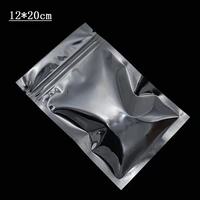 12x20cm silver mylar zip lock bag for food waterproof storage aluminum pouches self seal grip ziplock bag with zipper 1000pcs