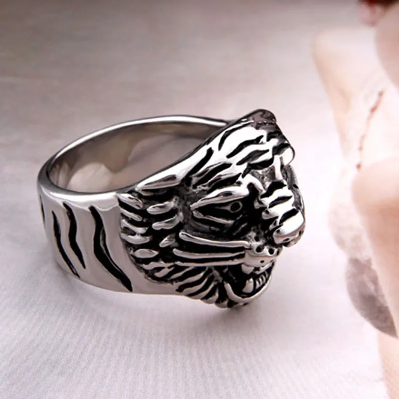 Мужское Винтажное кольцо с головой тигра из нержавеющей стали | Украшения и