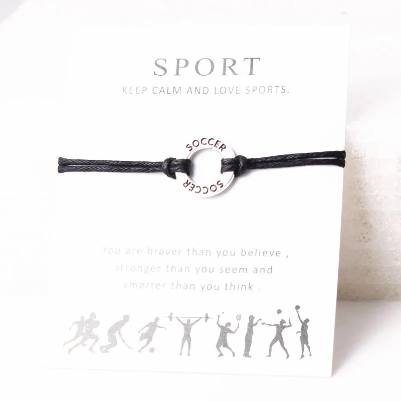 Soccer Charm Bracelet Sport Wish Card for Player Adjustable Cord Gift For Lover | Украшения и аксессуары
