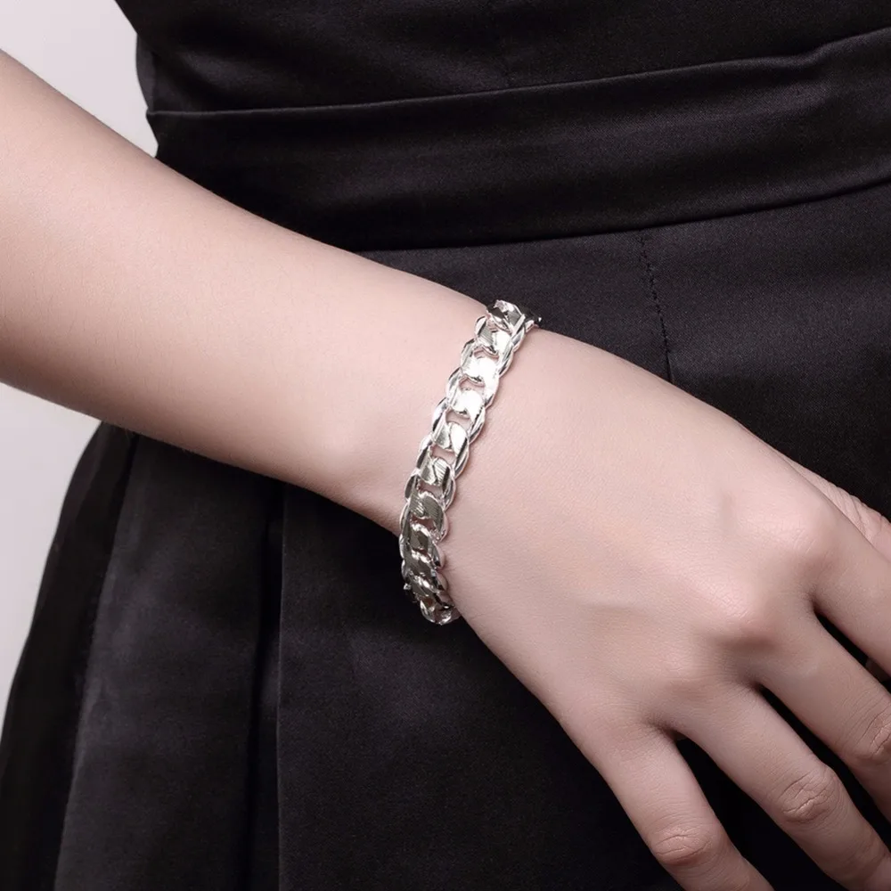 Color Separation Sideways Lobster Clasp Bracelet Silver Fashion Circle Charms Bracelets &amp Bangle Men Women Accessories Gifts | Украшения