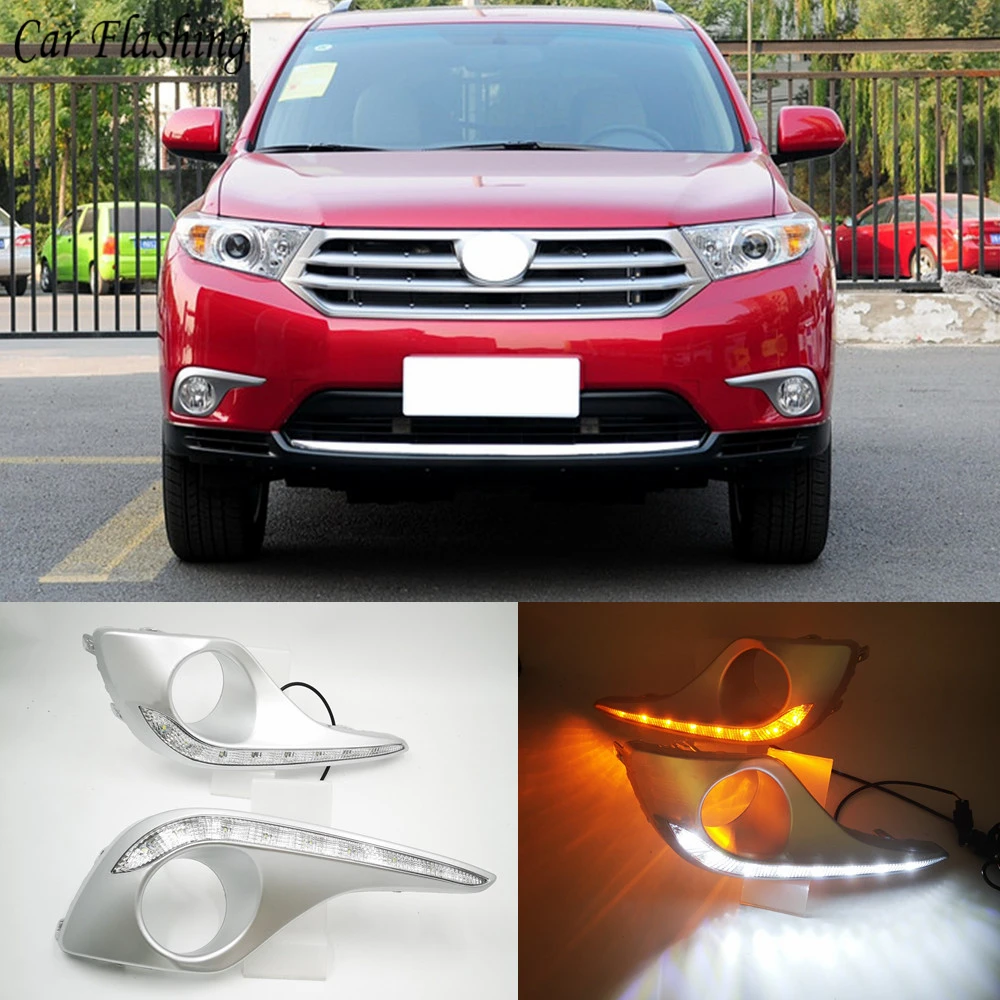 Автомобильные мигающие DRL для Toyota Highlander 2012 2013 2014 дневные ходовые огни