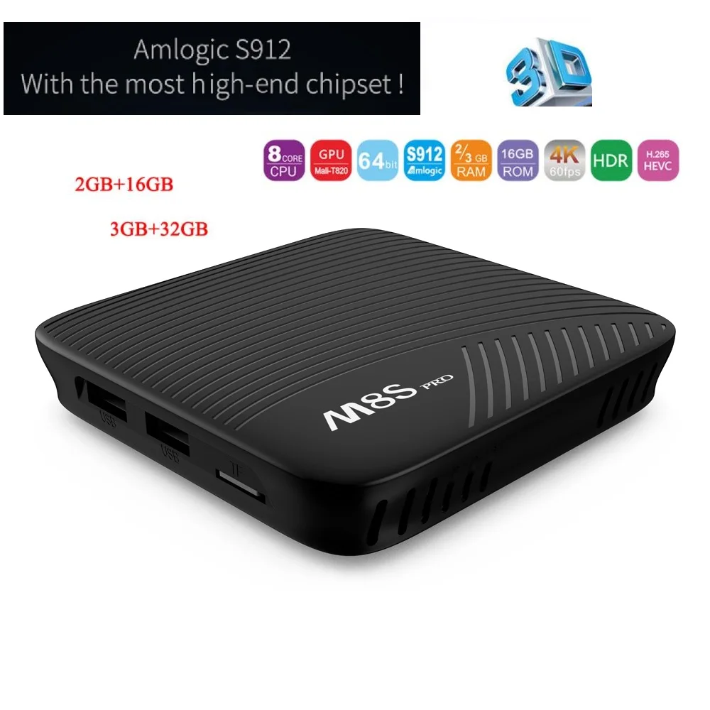 MECOOL M8S PRO Android 7.1 Smart TV Box Amlogic S912 Octa Core Set Top Bluetooth 4.1 2.4GHz / 5GHz WiFi Media Player | Электроника