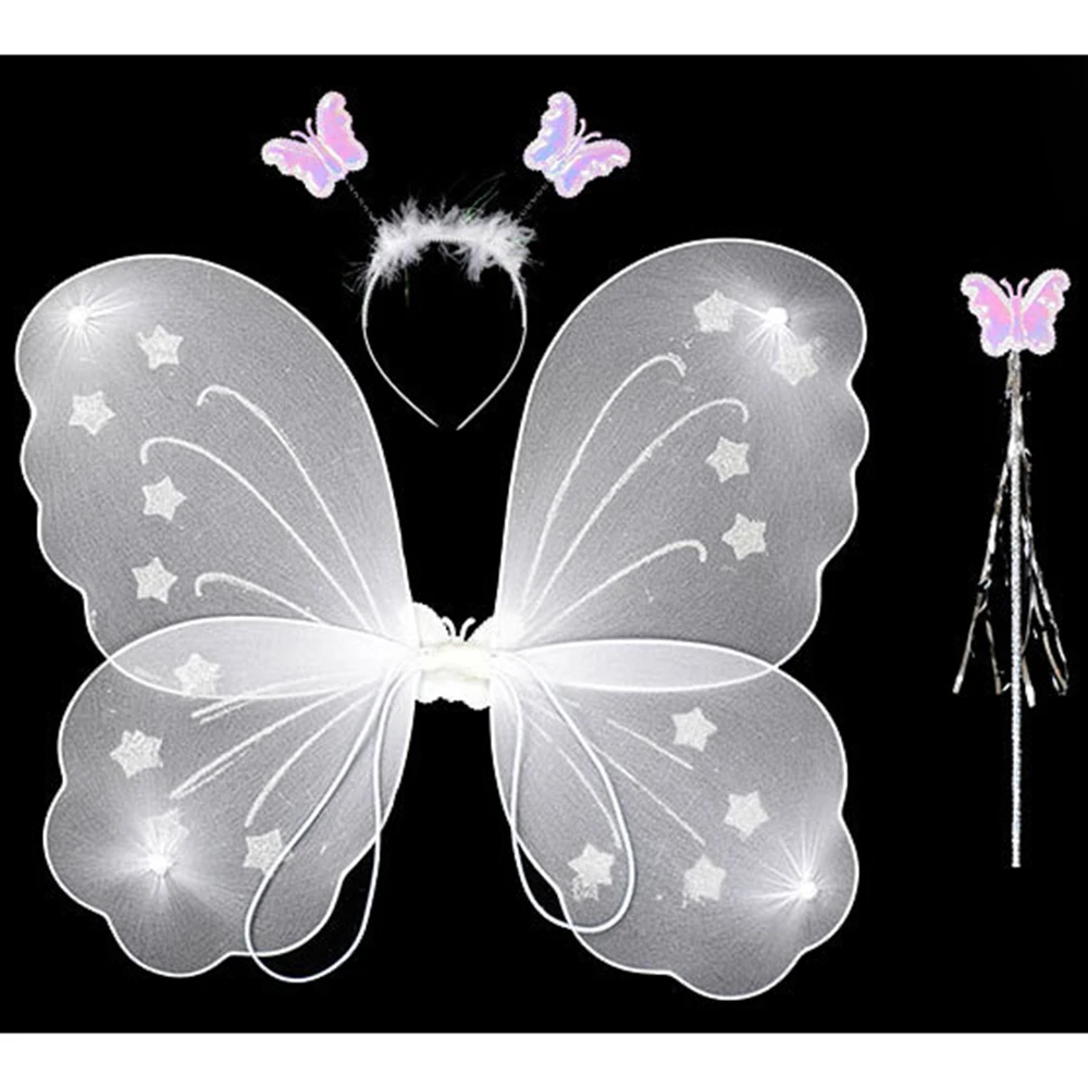 White Tooth Cartoon Cosplay Tutu Dress With Wings Wands Kids Girls Angel Birthday Halloween Carnival Costume Clothes | Детская одежда и