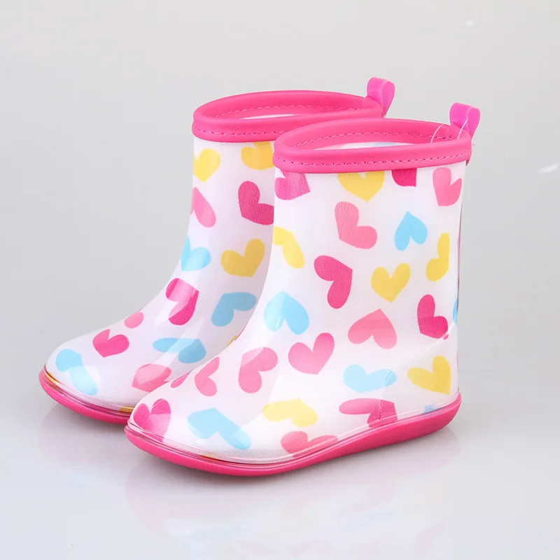 

Children Rain Boots Boys and Girls Solid Color Cute Rubber Waterproof Low Heel Antiskid Mid-calf Kids Infant Slip-on Boots