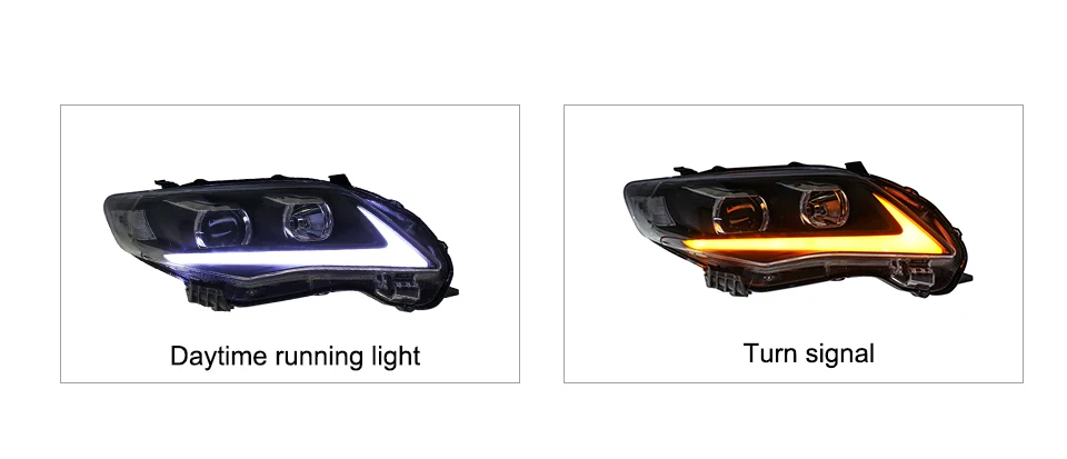 AcooSun светодиодный автомобильный фары в сборе для Toyota Corolla 2011 2012 2013 светодиодный DRL указатели поворота