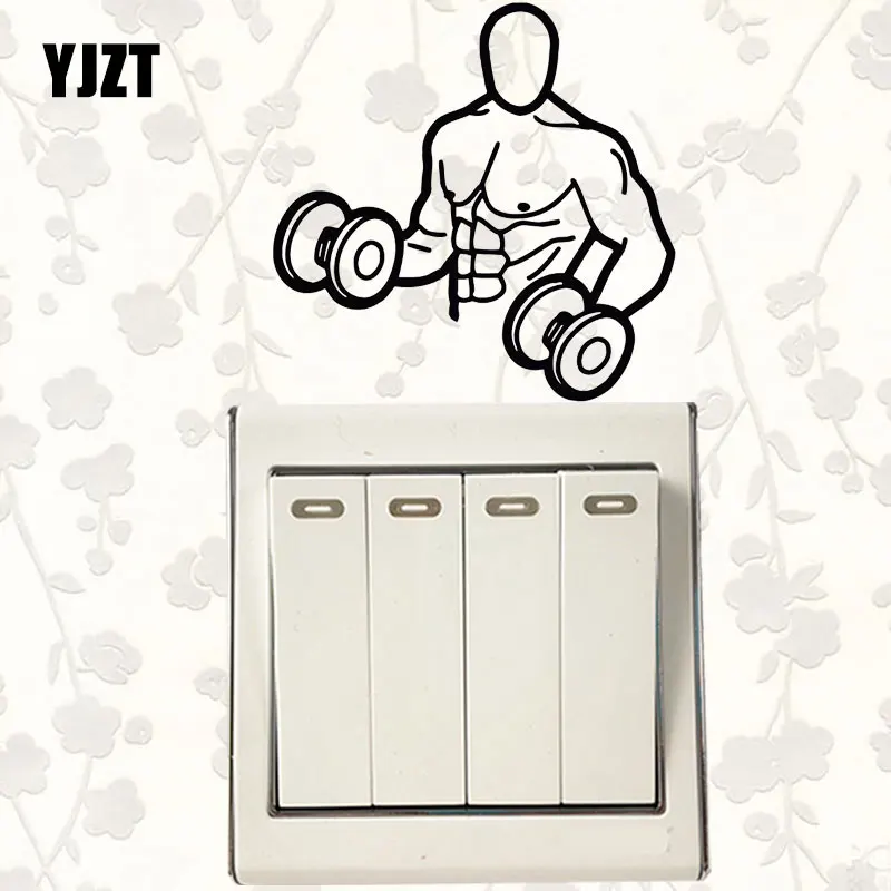 

YJZT Fitness Center Gym Bodybuilding Sports Fashion Wall Stickers Decor Switch Decals Black 8SS-2515