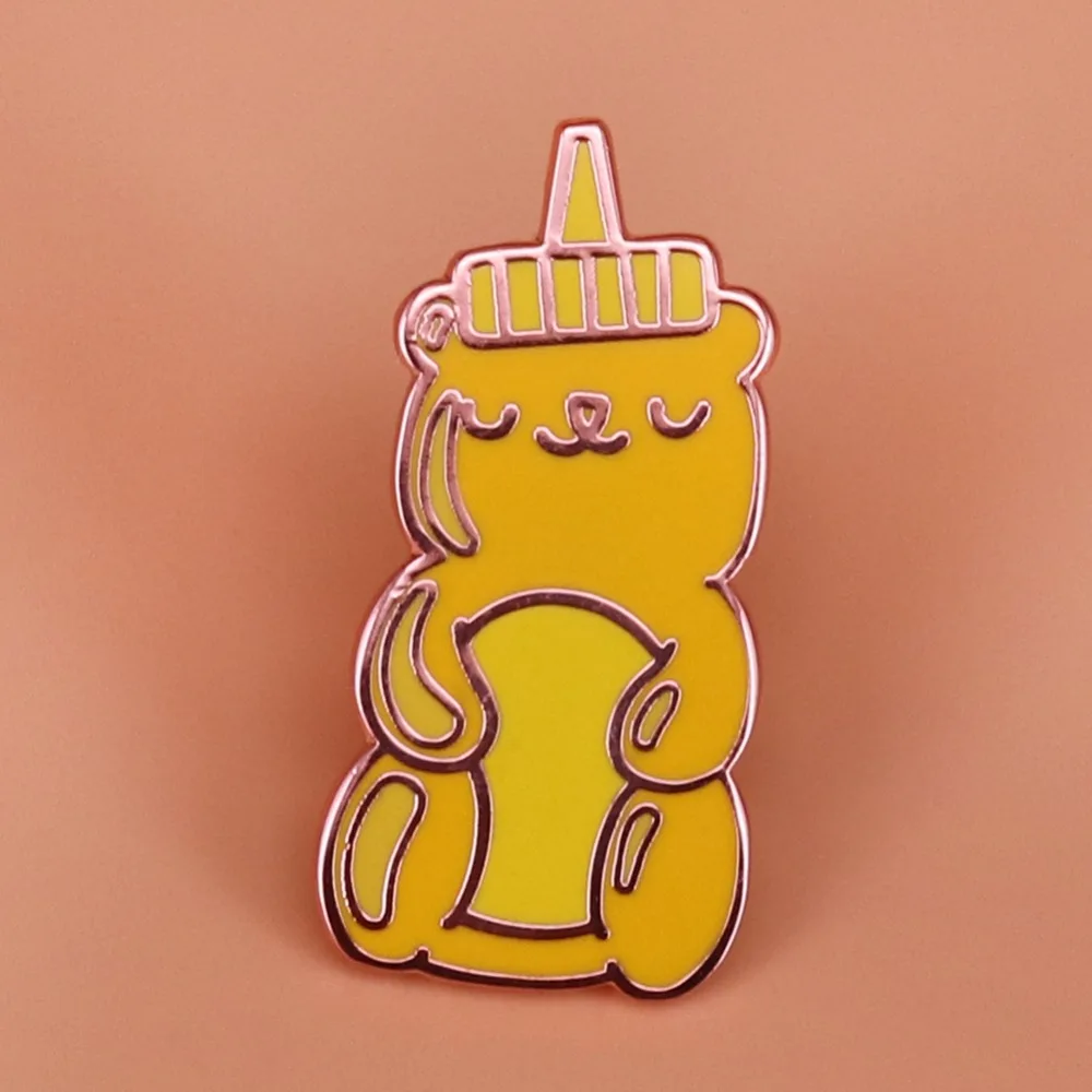 Эмалированная булавка Honey bear милая значки с животными брошь из розового золота в