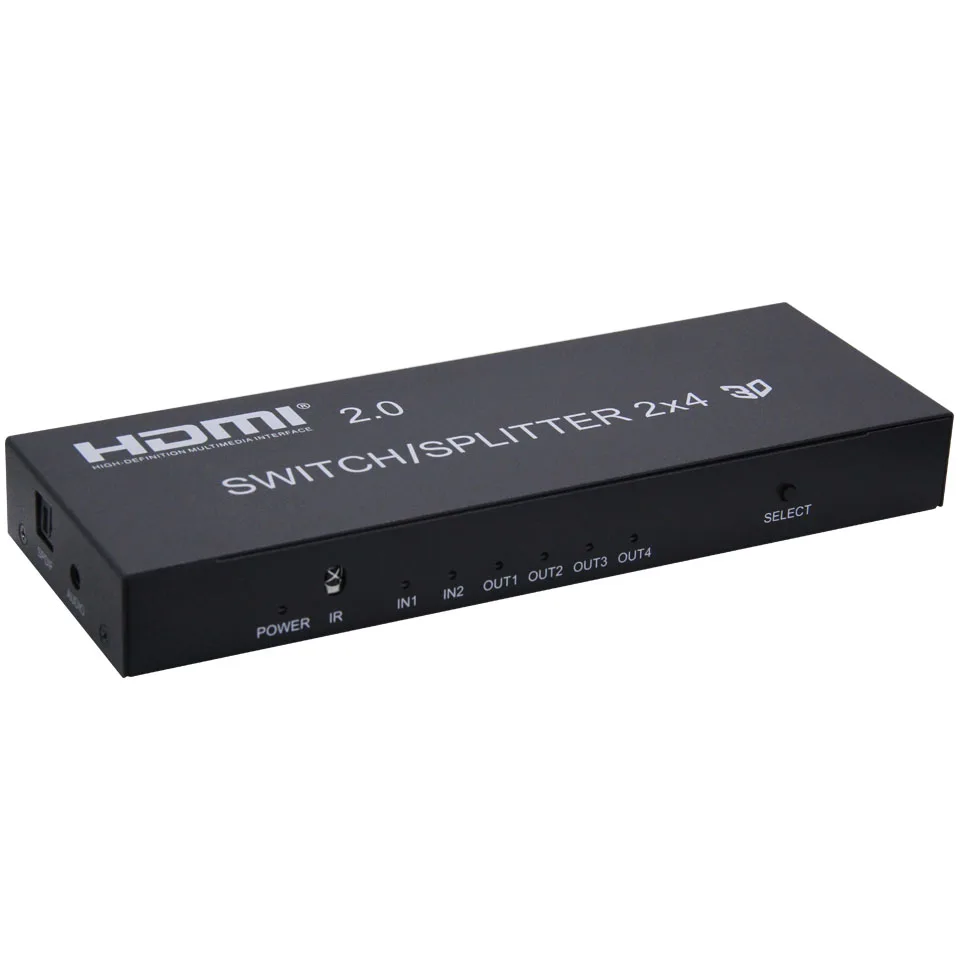 4K 2X4 HDMI 2 0 переключатель/сплиттер Поддержка 4K60Hz RGB/YUV 4:4:4 ИК управления для