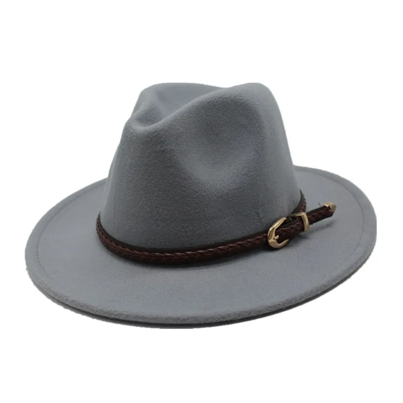 OZyc осенне-зимняя Мужская Шляпа fedora Классическая sombrero пушистый головной платок Шерстяная кепка солнцезащитный козырек для мальчиков Высокое качество шапки bone - Цвет: light grey