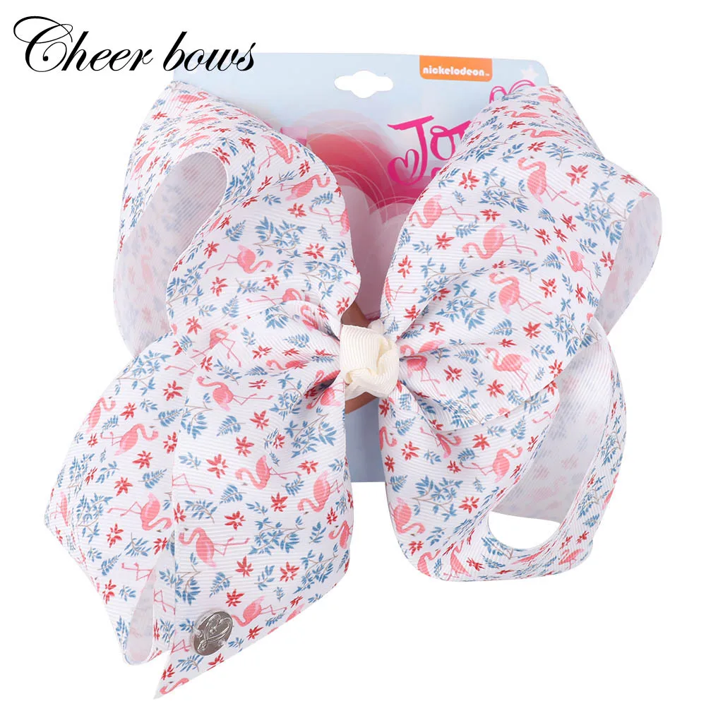 8 Inch Large Printed Flamingo Ribbon Knotbows Hair Bows With Clip For Kid Girls Hairgrips Accessories Christmas Gifts |