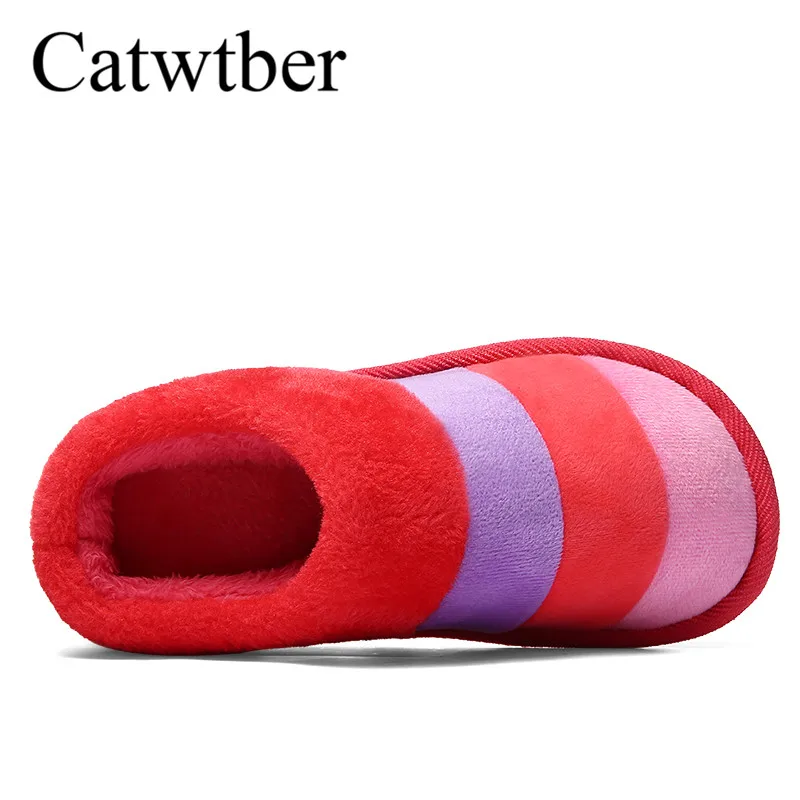 Catwtber 2018 Обувь на теплом меху Зимние женские тапочки удобные хлопчатобумажные