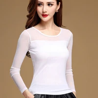 women mesh tops spring autumn sexy fashion casual stretch long sleeve blouse shirt elegant top for women blusas new arrivals
