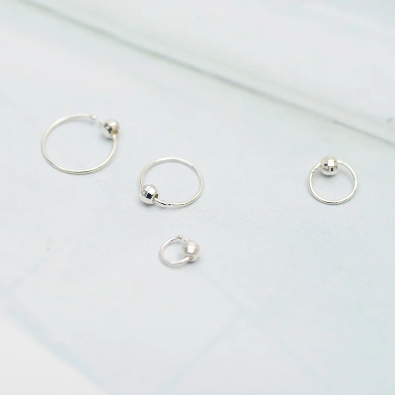 Серьги из чистого 925 пробы серебра, круглая петля с шариком, хрящевая спираль, серьги 4 мм, 6 мм, 8 мм, 10 мм, для женщин, мужчин, детей, девочек и мальчиков
