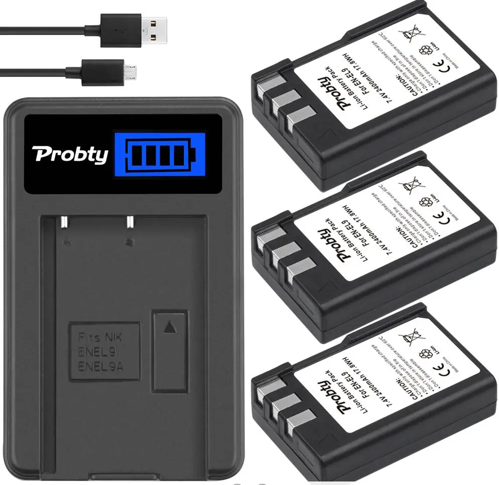 3battery and charger EN-EL9 EN-EL9a Батарея+ ЖК-дисплей Зарядное устройство для Nikon D40 D40X D60 D3000 D5000 - Цвет: 3battery and charger