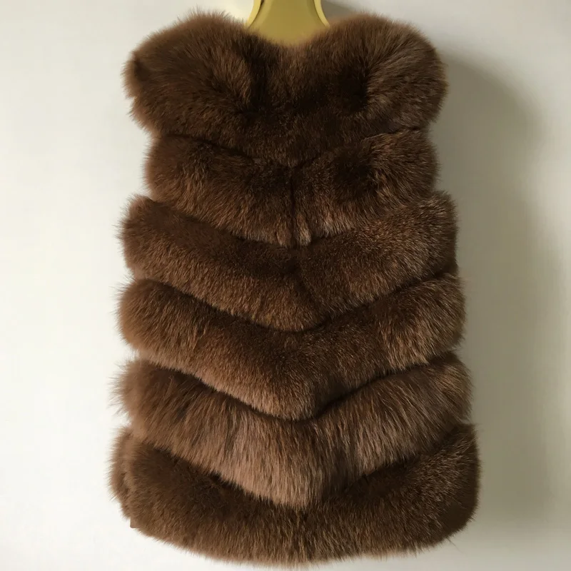 2021 Новая мода натурального меха лисы Жилет натуральным лисьим мехом меховая