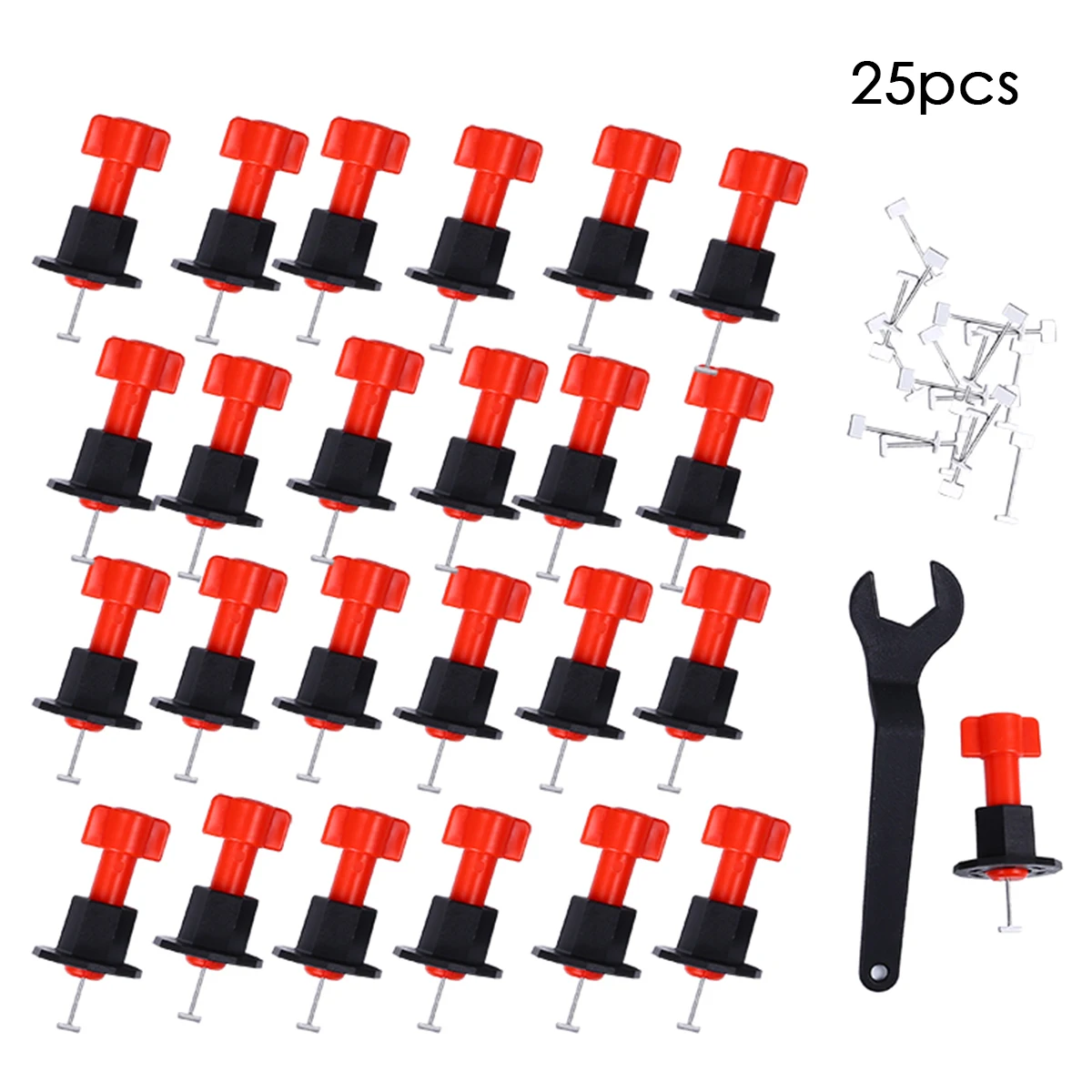 

25Pcs/Set Replaceable Level Wedges Tile Spacers w/ Level Bulb Tile Leveling Leveler with Needles Wall Floor Tiling Kit Tile