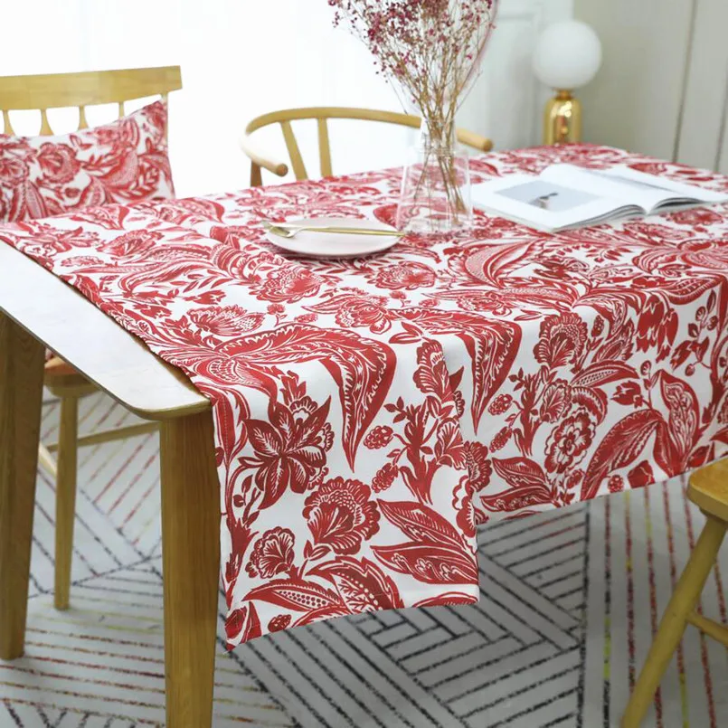 Новая Водонепроницаемая Современная скатерть для ужина с принтом красная крышка