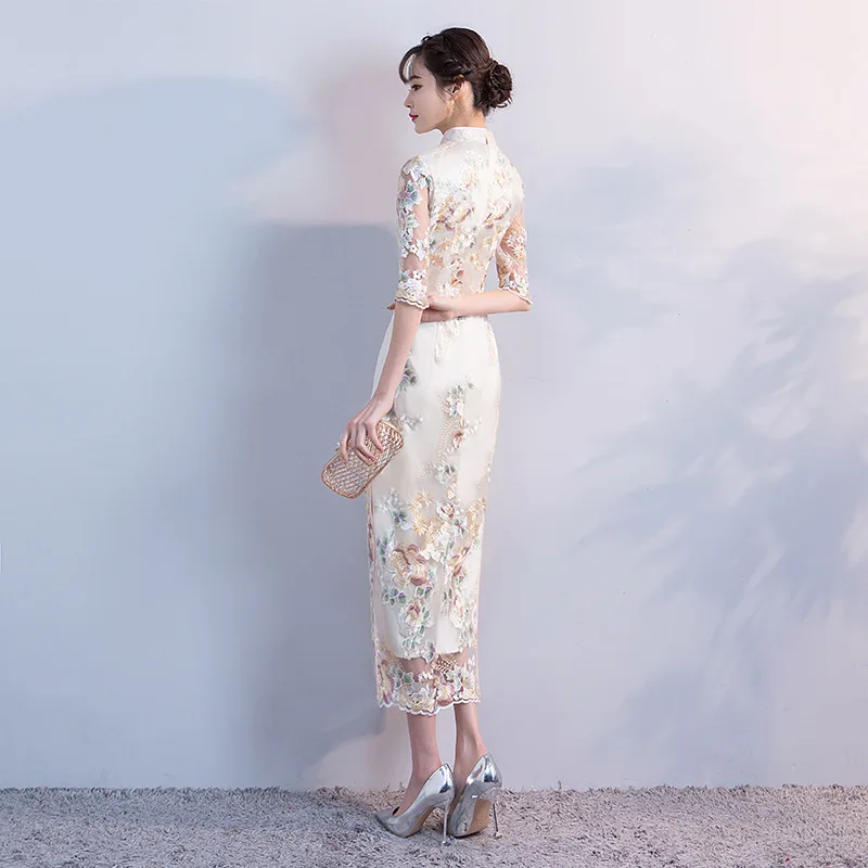 Wedding Party Cheongsam Oriental Evening Dress Chinese Traditional Women Elegant Qipao Sexy Long Robe Retro Vestido S M L XL XXL |