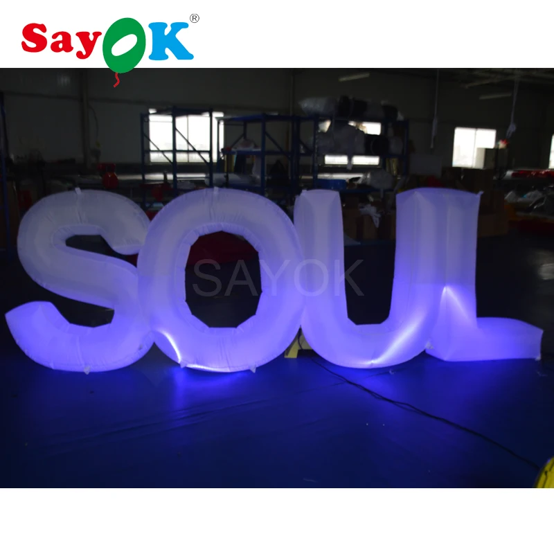 

L10ft*H3.9ft Hot Sale Inflatable Ground Lighting Inflatable SOUL Letter With 16 Color Charging LED For Party Decoration Events