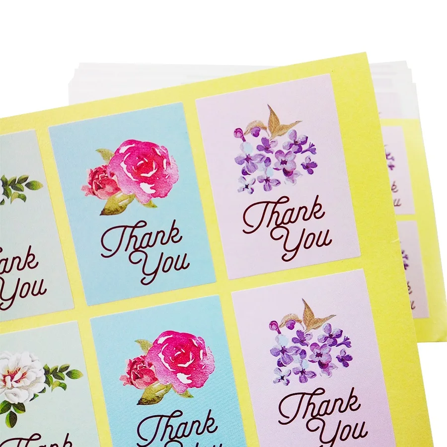 Самоклеящиеся Стикеры Thank You 800 шт./лот ярлыки из бумаги для конфет с цветочным