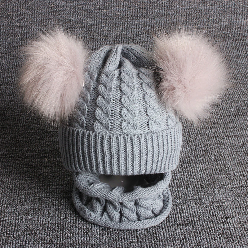 Fashion Baby Boys Girls Hat Knitted Winter Pom Children For Girs Beanies Cute Cotton Cap Warm Hats Scarf | Детская одежда и обувь