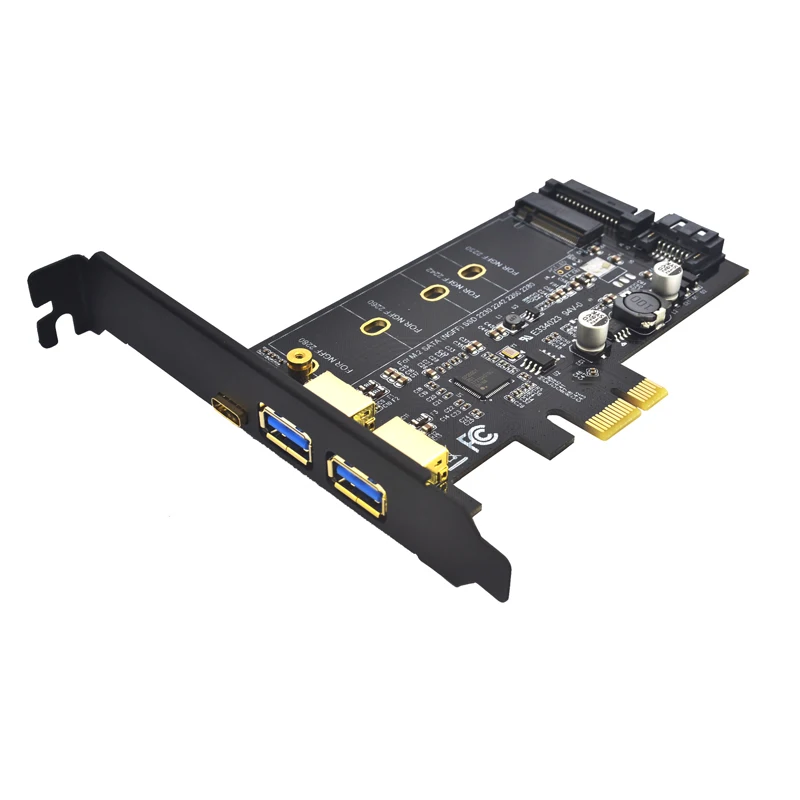 Двойной USB 3 0 1 порт Type c M.2 PCIe адаптер M2 SSD SATA B Ключ к PCI E 2280 контроллерная карта