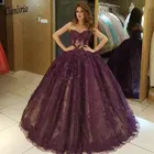 Изготовленное на заказ фиолетовое платье Quinceanera без рукавов милое с бисером многослойное бальное платье для выпускного вечера платье до пола для конкурса платья для девочек