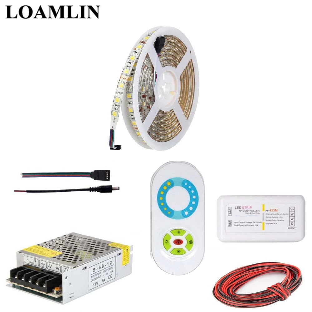 5 м 10 15 20 SMD5050 цветная температура Светодиодная гибкая полоса света CCT лента