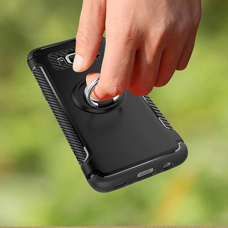 Кольцо магнитный автомобильный держатель Роскошный чехол для Samsung S7 Edge S8 S9 Plus J3 J5