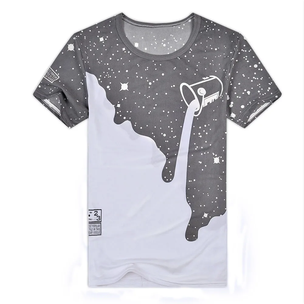 Хлопковая 3D Дизайнерская футболка с принтом молоко мужские летние повседневные