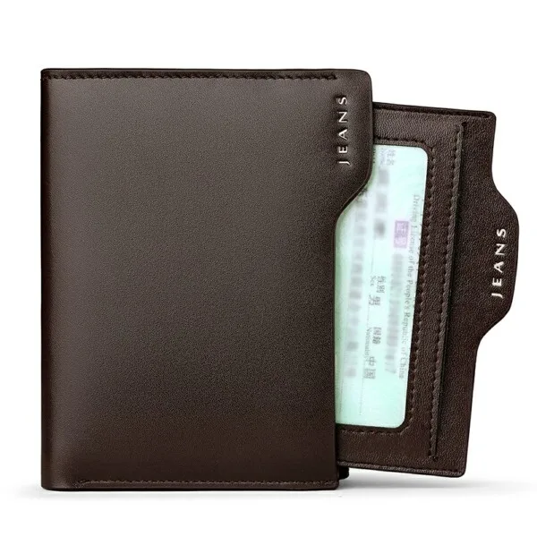 Standard Brown Wilampolo, кошелек Для водительских прав, короткий, для мужчин, для мальчиков, натуральная кожа, модный держатель для карт, зажим и карман для монет, на молнии - Цвет: Standard Brown
