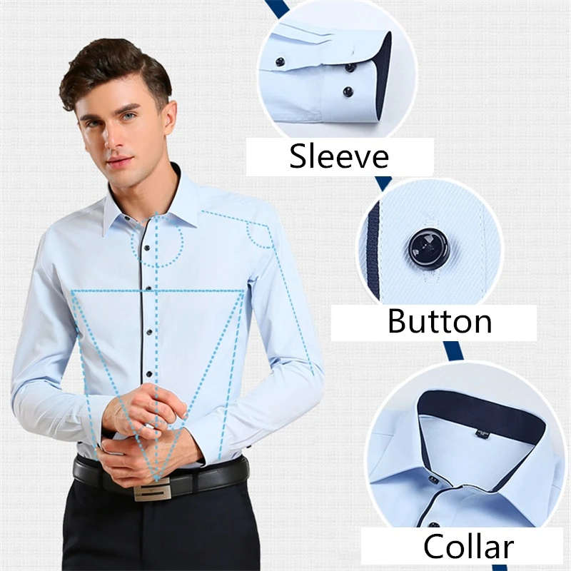 Рубашка мужская приталенная однотонная с длинным рукавом 4XL YN258|designer mens dress