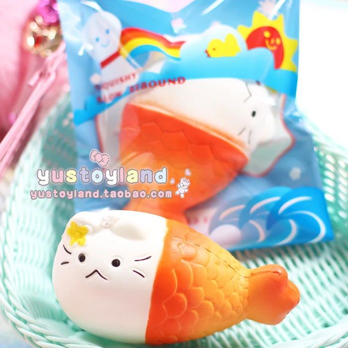 2018 Новое поступление 13 см мягкими Kawaii милый кот мультфильм Рыба мягкие замедлить