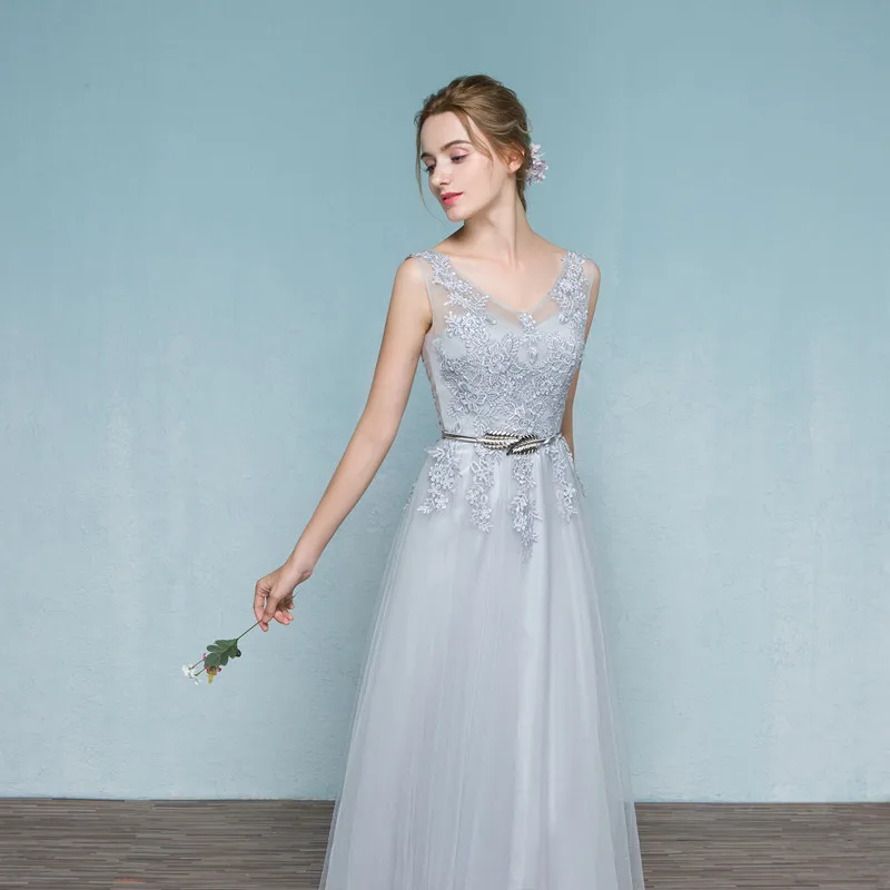 Vestidos Де Novia Новый Сексуальный Серый Длинные Платья Выпускного Вечера 2017 кружева