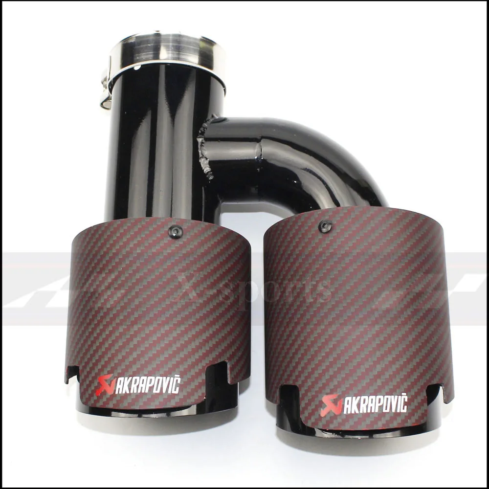 Akrapovic красное матовое углеродное волокно автомобильный глушитель наконечник выхлопной трубы Универсальный h образный 4 слота из нержавеющей стали черный