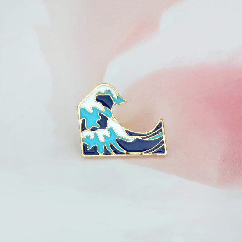 

Blue waves brooch Enamel Pin buckle Cartoon Metal Brooch for Coat Jacket Bag Pin Badge Sea Jewelry Gift for Kids Girl Boy