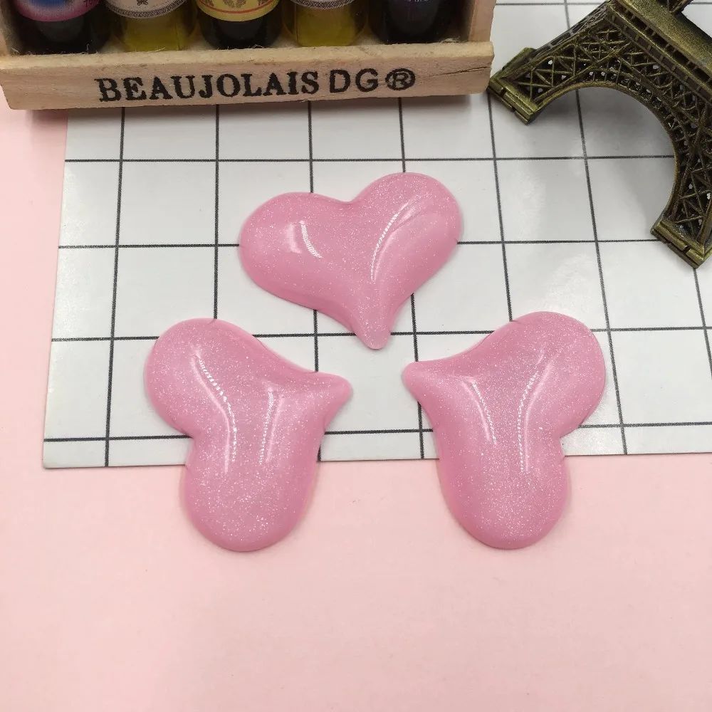 Милое блестящее сердце из смолы резиновые кабошоны для центра бантов волос