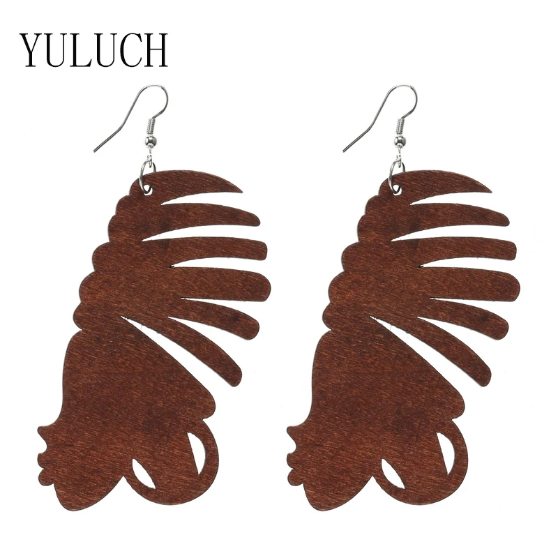 YULUCH 2018 Новая африканская красавица серьги с подвеской на голову деревянные