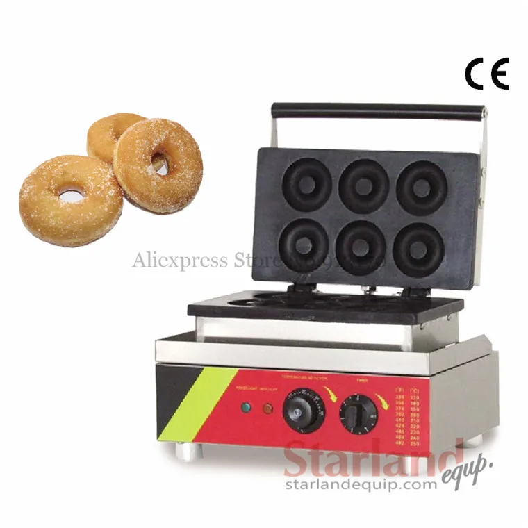 

Stainless Steel Doughnut Machine Donut Waffle Machine with SIX Donuts Molds 220V50Hz