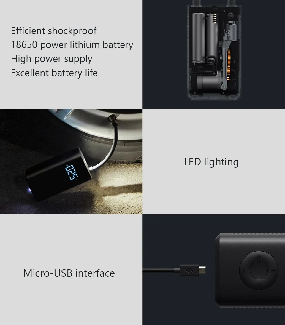 Лидер продаж! Xiaomi Портативный Смарт Цифровой датчик давления в шинах Электрический насос для велосипеда мотоцикла автомобиля футбола