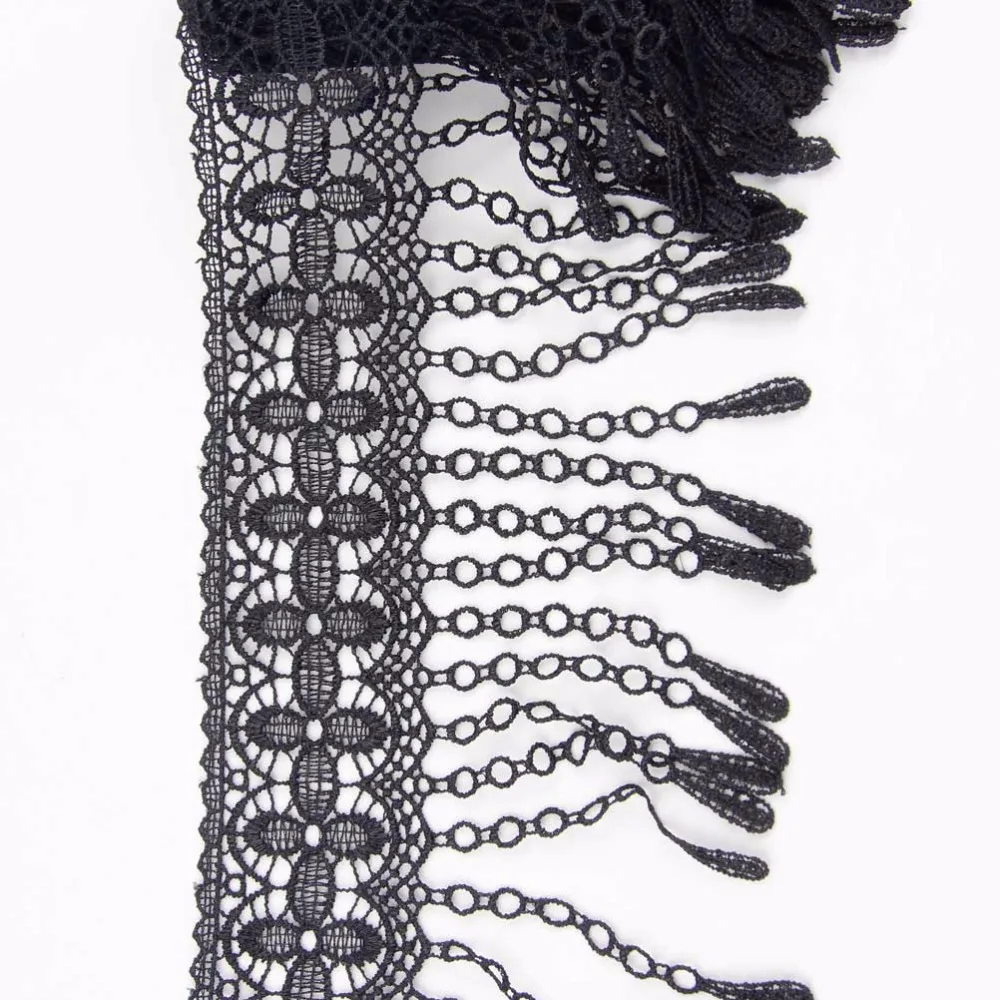 2Yds горячая Распродажа черная кисточка Венеция кружевная отделка полиэстер Шитье