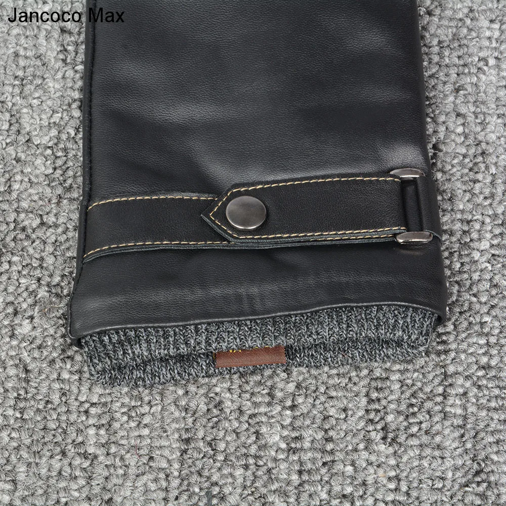 Jancoco Max новые зимние высококачественные перчатки из овечьей кожи мужские все ручной работы черные и коричневые варежки S2060