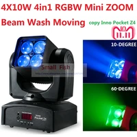 adj inno pocket mini zoom moving head light 4x10w 4in1 rgbw 10 60 degree beam wash stage effect disco dj dmx party club lights