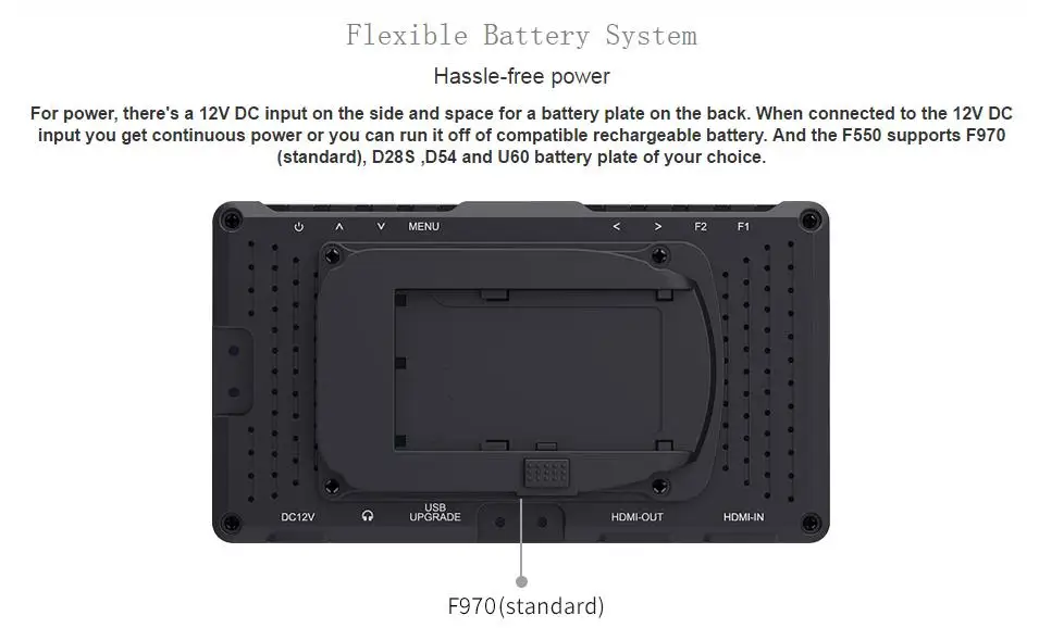 Feelworld F550 5," ips 4 K HDMI Full HD 1920x1080 Камера полевой монитор Монтажная подставка стабилизатор для держатель для цифровой зеркальной камеры чехол черного цвета