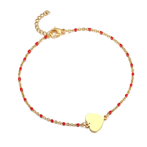 Fashion Colorful Stainless Steel Anklet Women's Beads Gold Pendant Barefoot Sandals Beach Bracelet Foot Jewelry Accessories - Окраска металла: A00022B