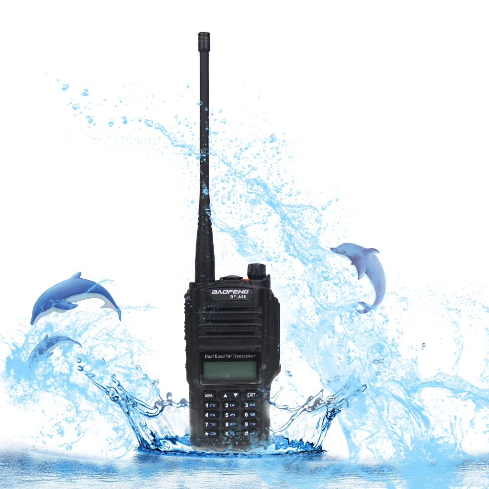 Baofeng BF-A58 портативная рация IP68 Водонепроницаемый 128CH двухдиапазонный UHF VHF двухстороннее радио Ручной fm-приемопередатчик CB Ham радиостанция