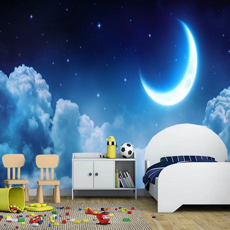Современная большая детская Настенная роспись звездная луна фотокартина с