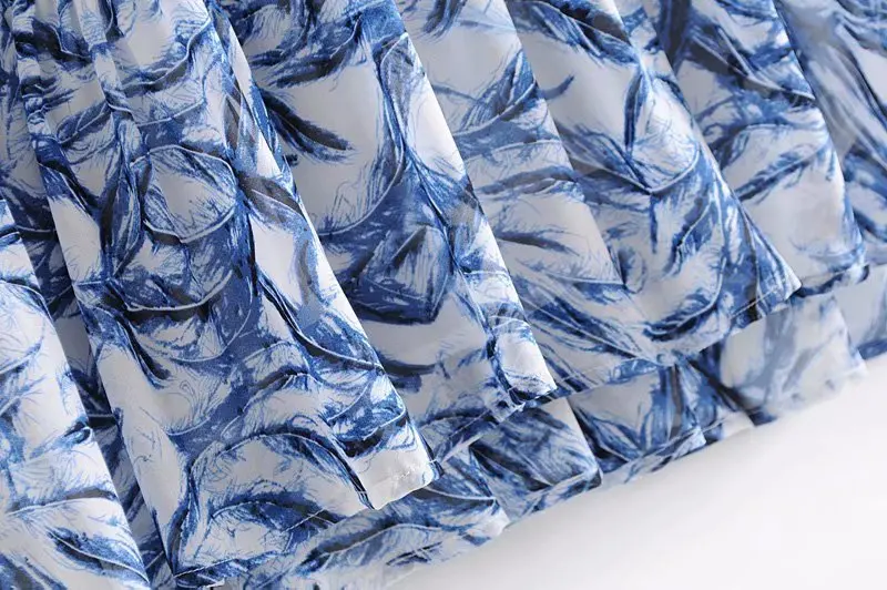 2019 для женщин мода с длинным рукавом перо печати повседневное свободные оборками